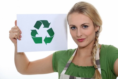 Professional waste removal team handling office waste